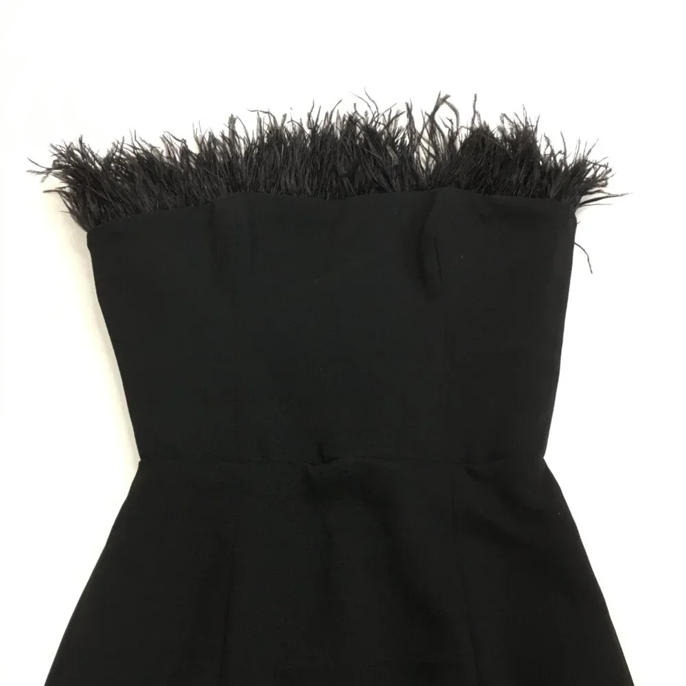 HOUSE OF CB Black Feather Inserts Sleeveless Dress - Picture 4 of 10